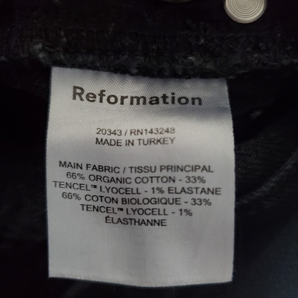 Reformation High Rise Slim Straight Leg Faded Black Organic Cotton Jeans 24 - Picture 11 of 13